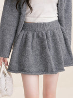 Gray Flocked Puppy Wool Blend Knit Set