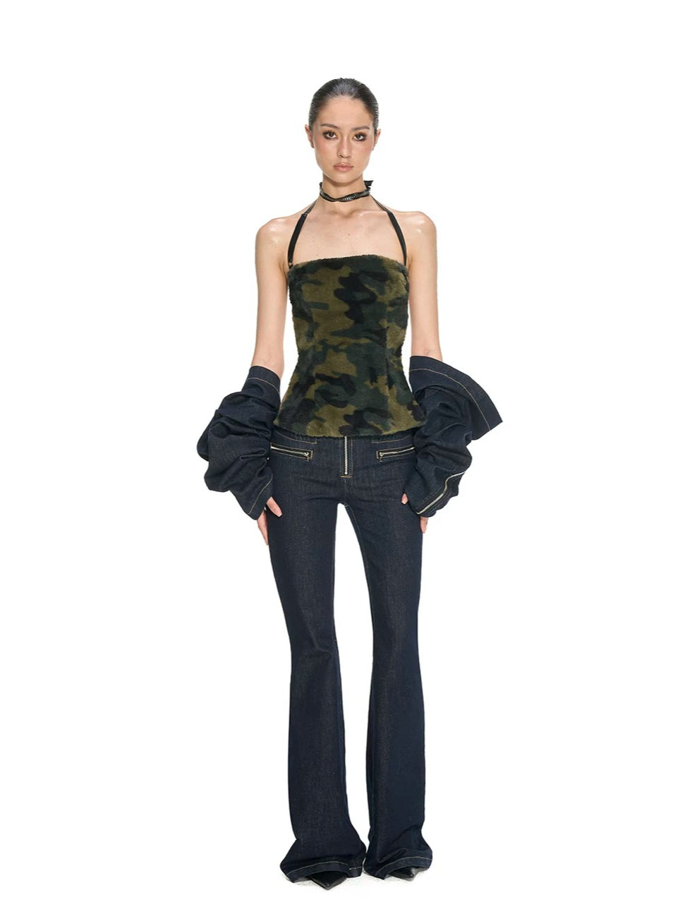 Camo Plush Halter Top