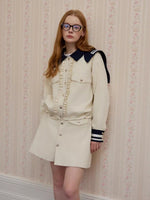 Naval Collar Vintage Stylish Jacket & Skirt Set