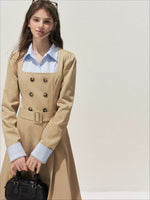 Vintage Mock-Layer Trench Dress