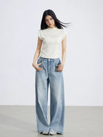Starry Denim Wide-Leg Pants