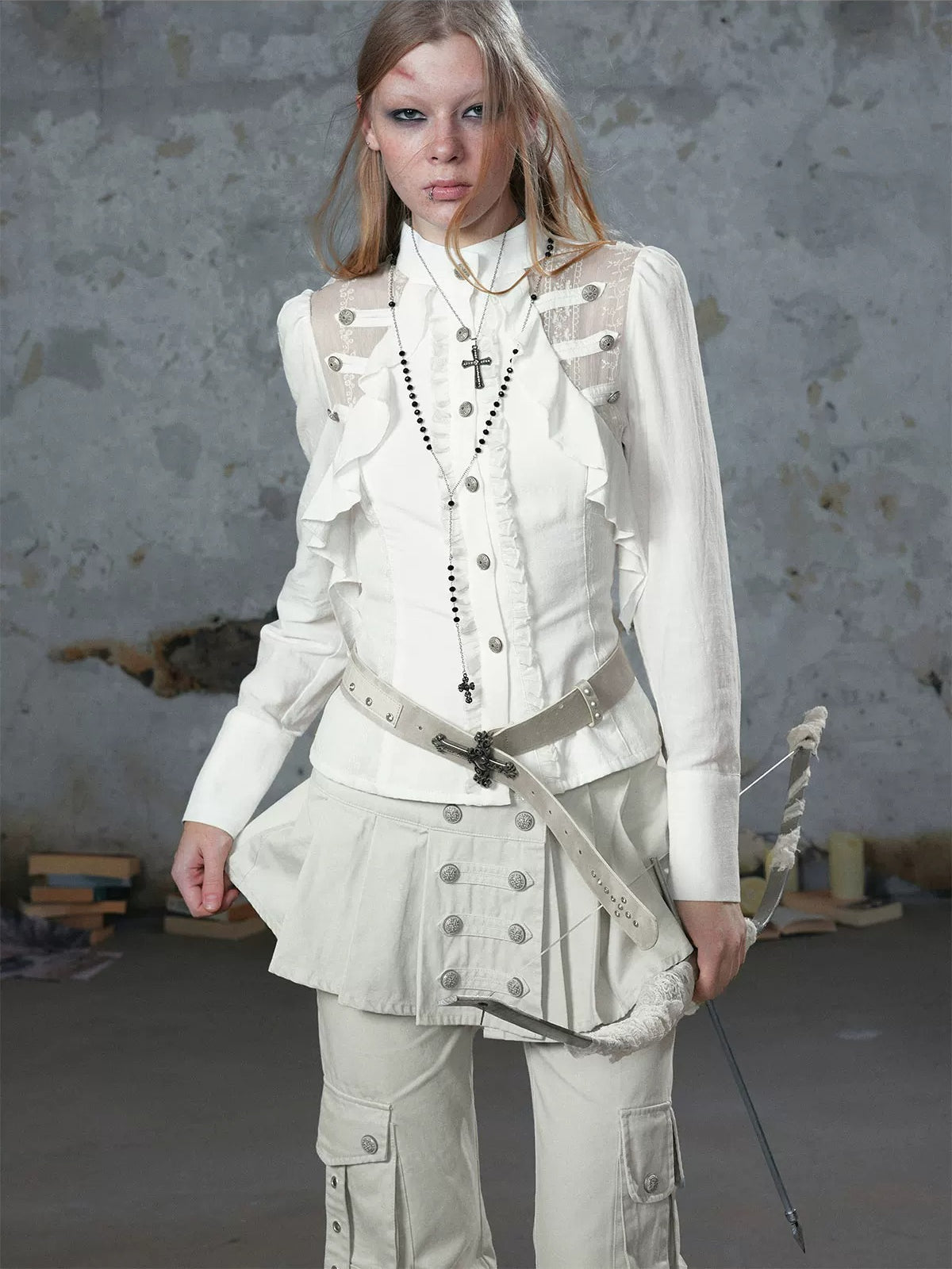 Napoleon Lace Ruffle Waist Shirt