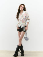 Waist-Cinched Layered Sunshade Short Shirt
