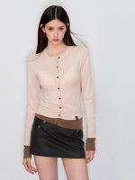 Contrast Hem Knit Cardigan