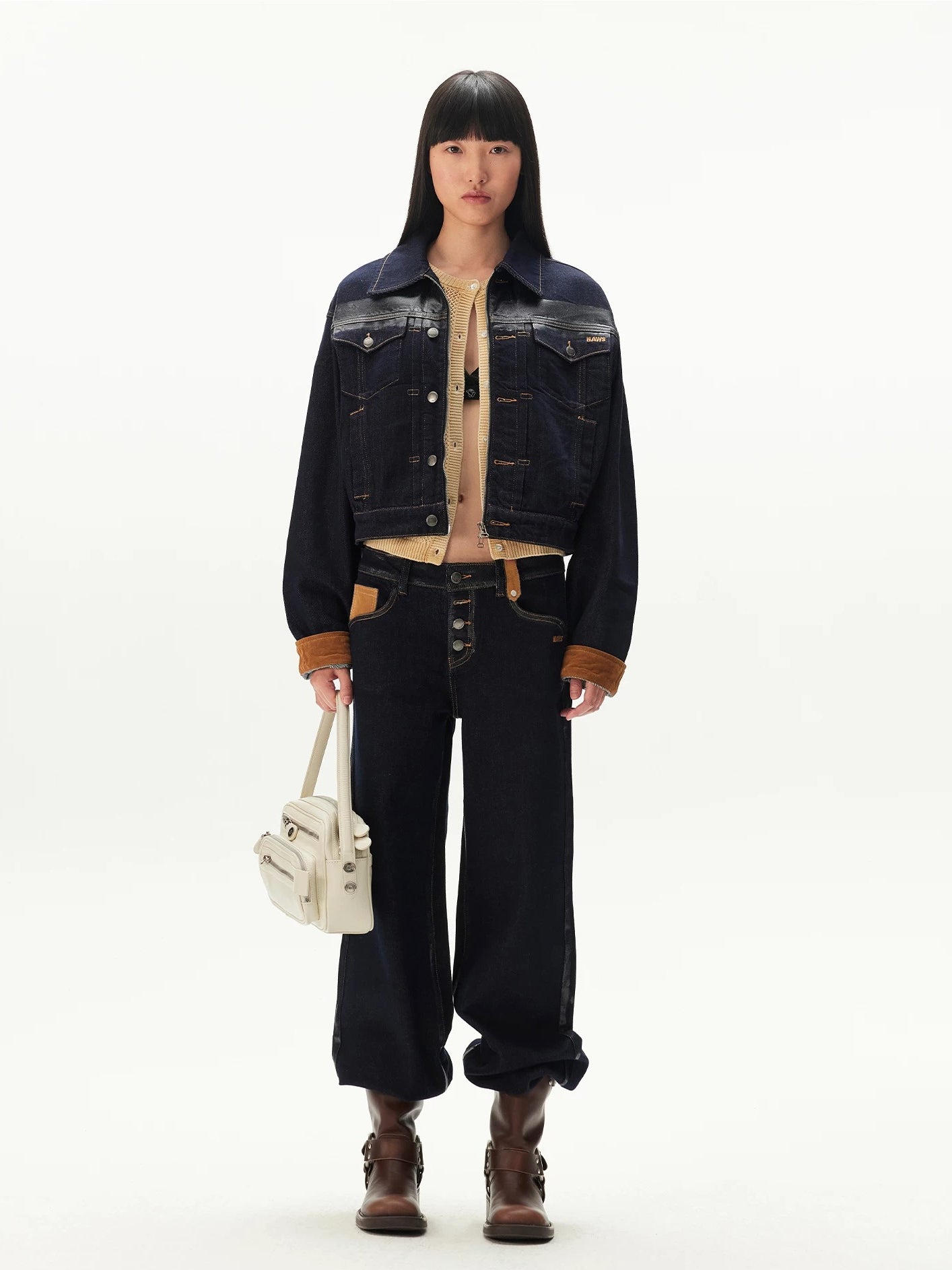 Airy Denim-Yarn Gradient Knit Cardigan