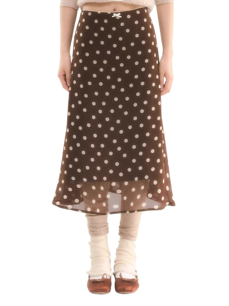 Polka Dot A-Line Midi Skirt
