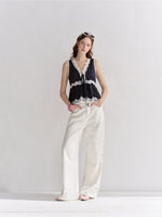 Lace Trim Polka Dot Vest