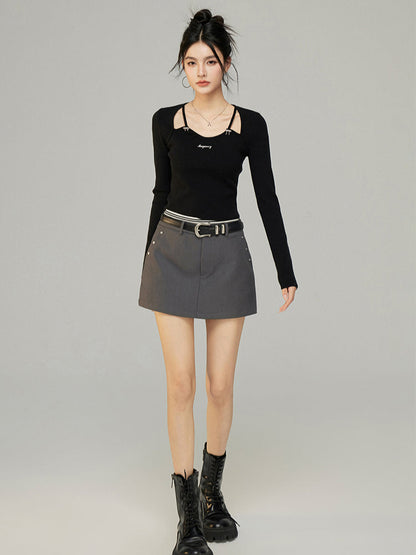 Black &amp; White Butterfly Knot Knit Top