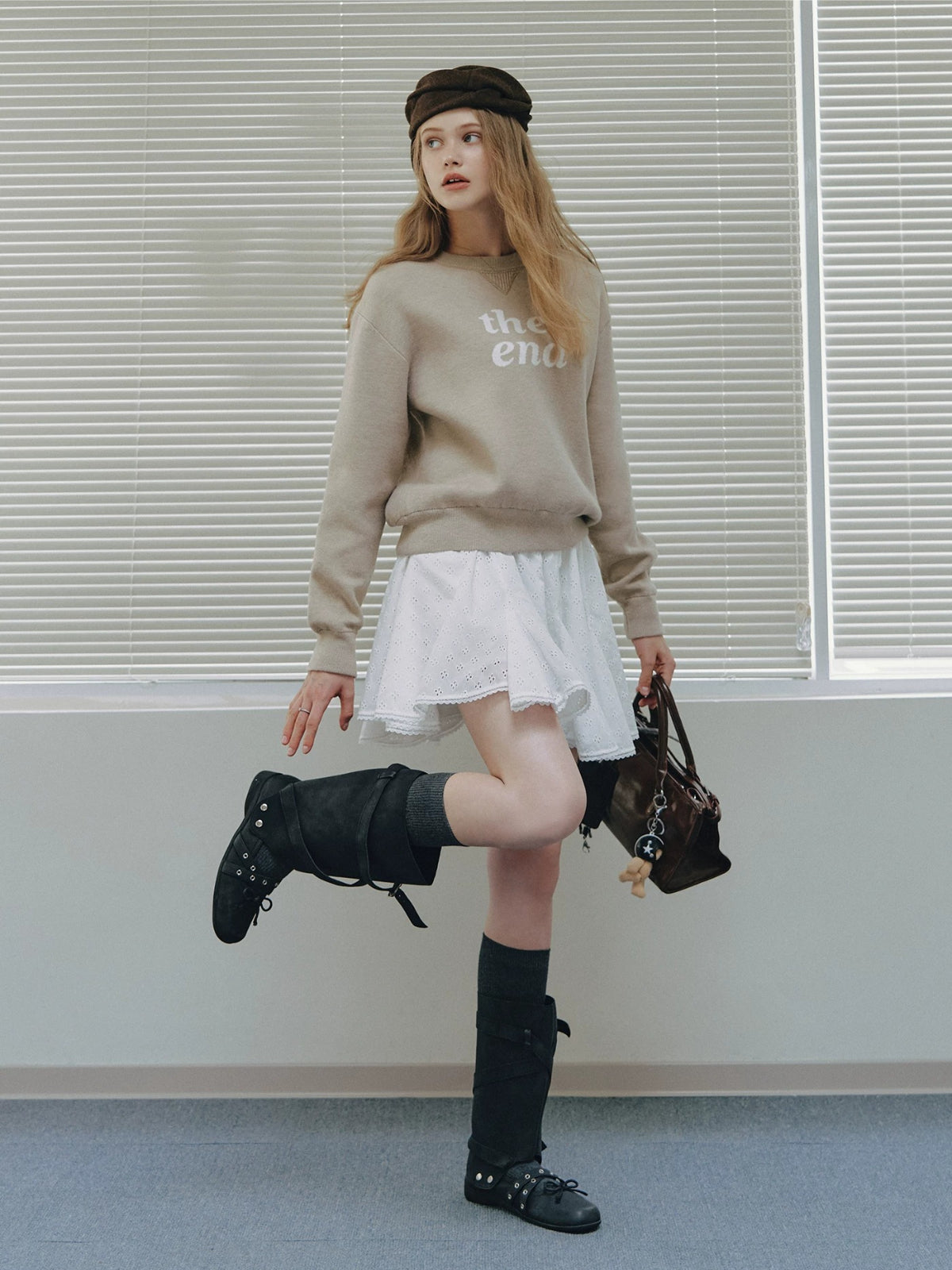 Ballet Eyelet Lace A-Line Mini Skirt