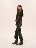 Asymmetric Fur-Trimmed Faux Leather Jacket