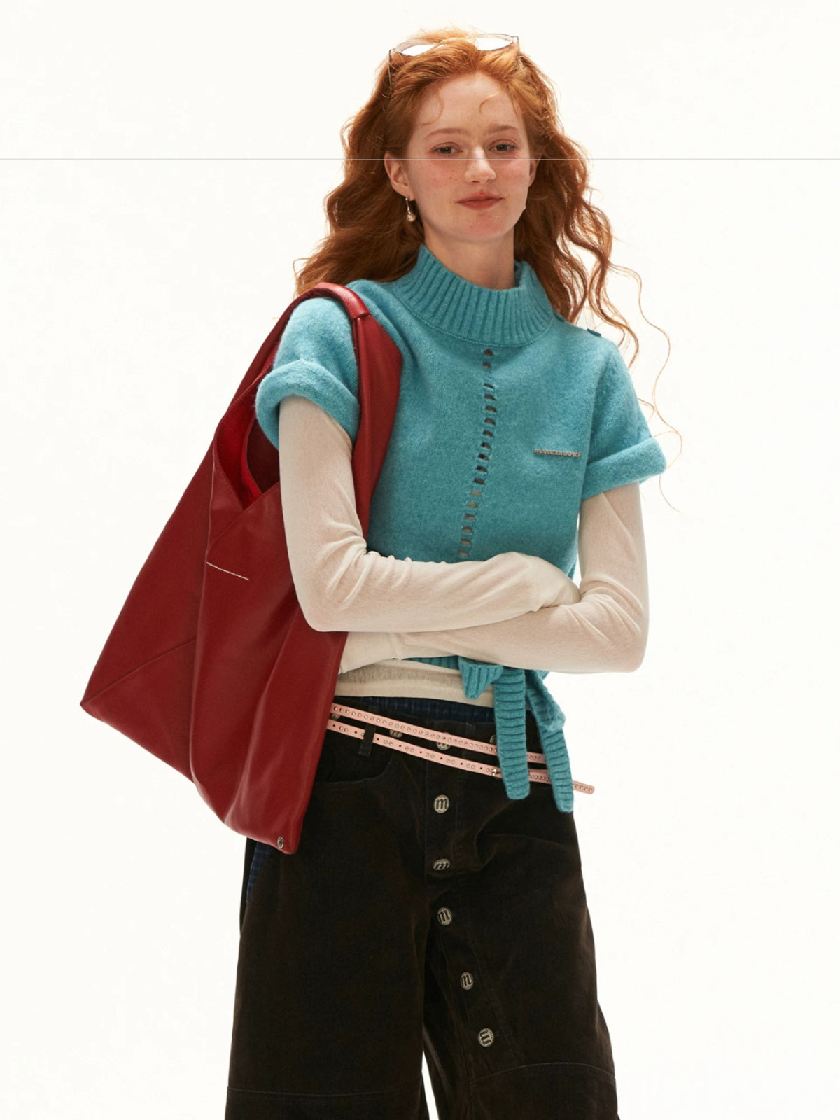Soft Wool Blend Tie Knit Sweater