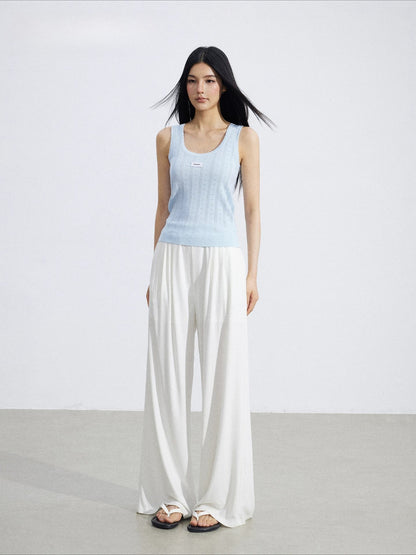 Lace Draped Wide-Leg Pants Set