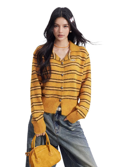 Contrast Stripe Polo Sweater