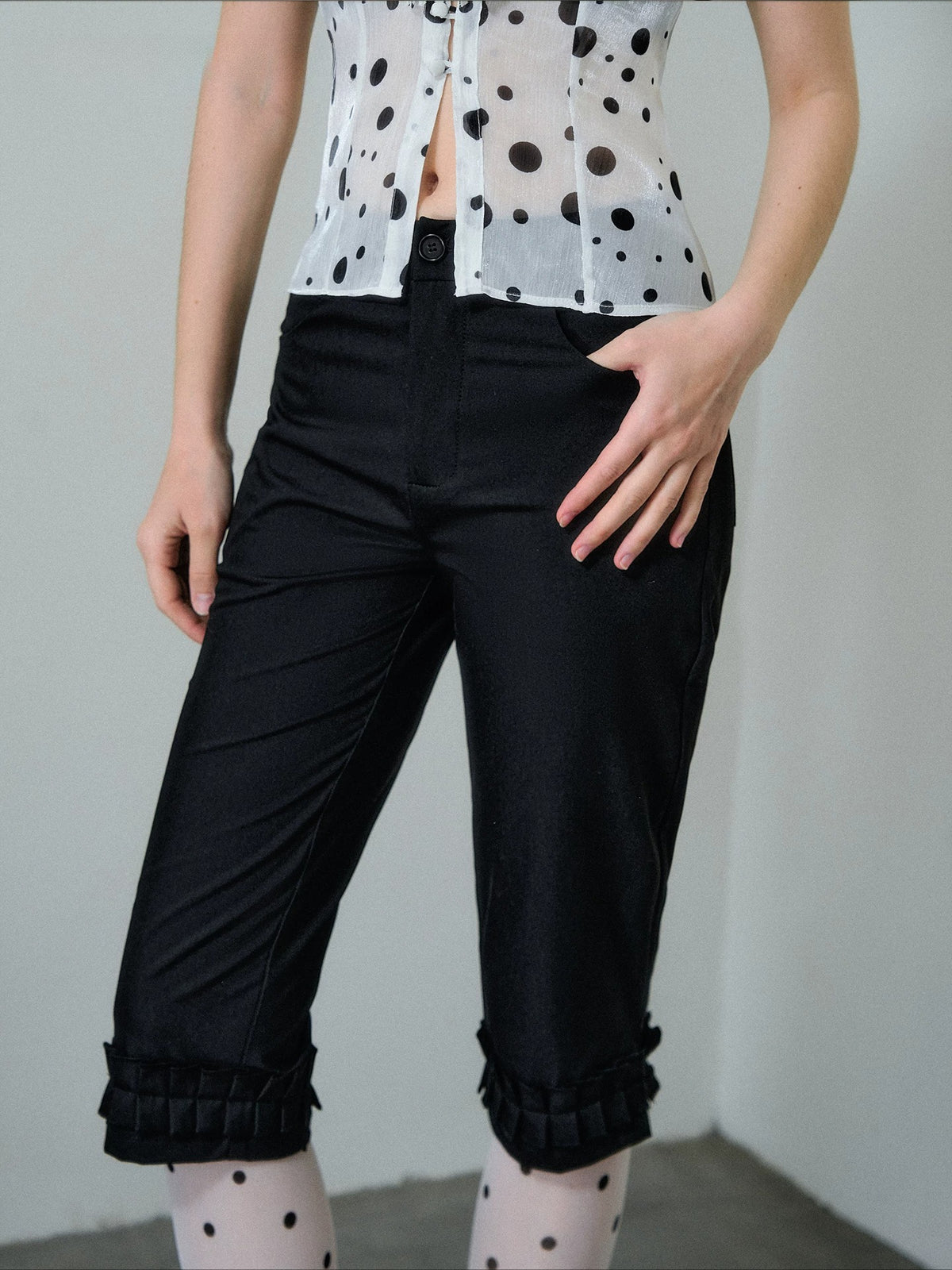 Black Lace Cropped Pants