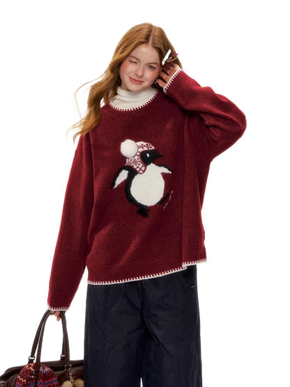 Penguin Jacquard Wool Sweater