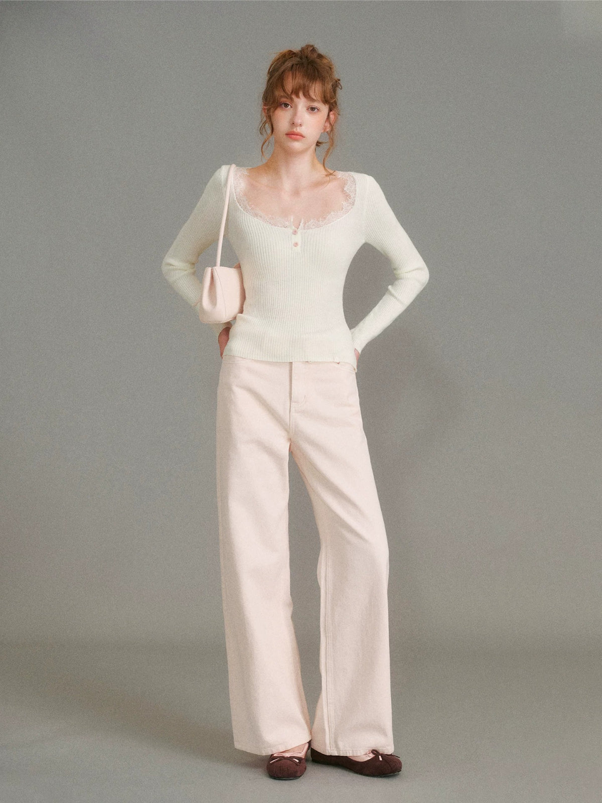 Lace Trim Knit Top