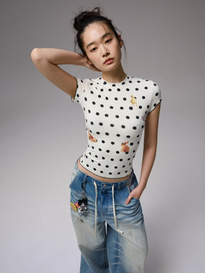 Cats &amp; Dogs Love Polka Dot Print T-Shirt