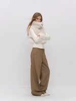 Faux Fur Patchwork Fitted Knit Jacket