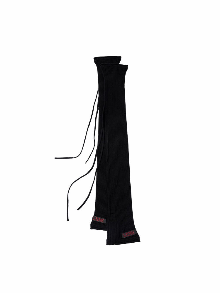 Solid Knit Cross-Tie Seamless Leg Socks