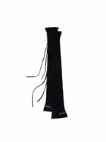 Solid Knit Cross-Tie Seamless Leg Socks