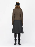 Wool Belted A Line Pleated Skirt