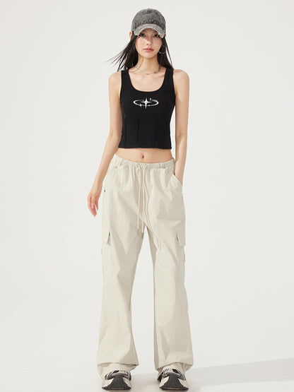 Waist-Cinching U-Neck Star Versatile Tank Top