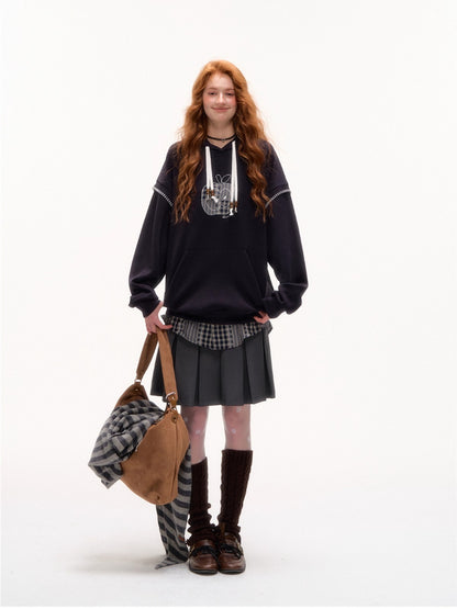 Apple Patch Two-Piece Layered Hoodie