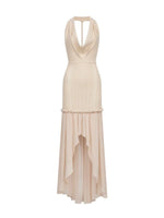 Halter Knit Chiffon Layered Dress