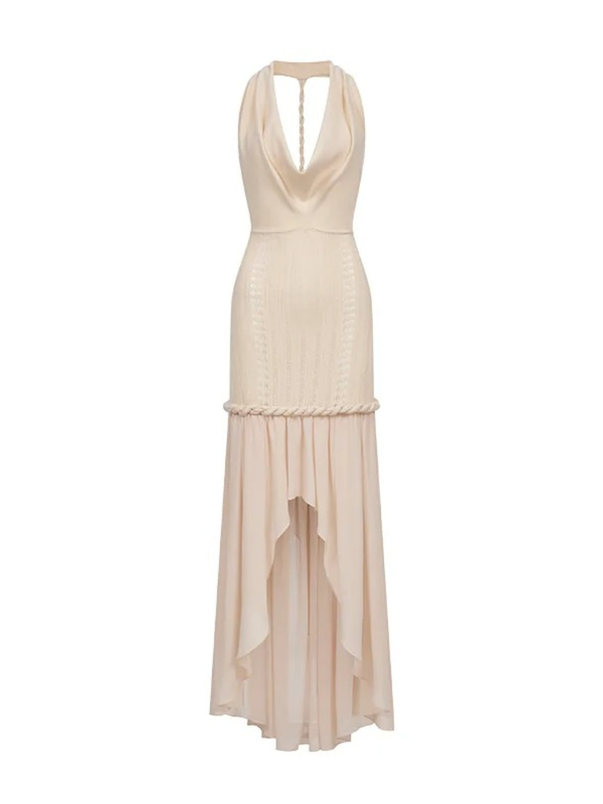 Halter Knit Chiffon Layered Dress