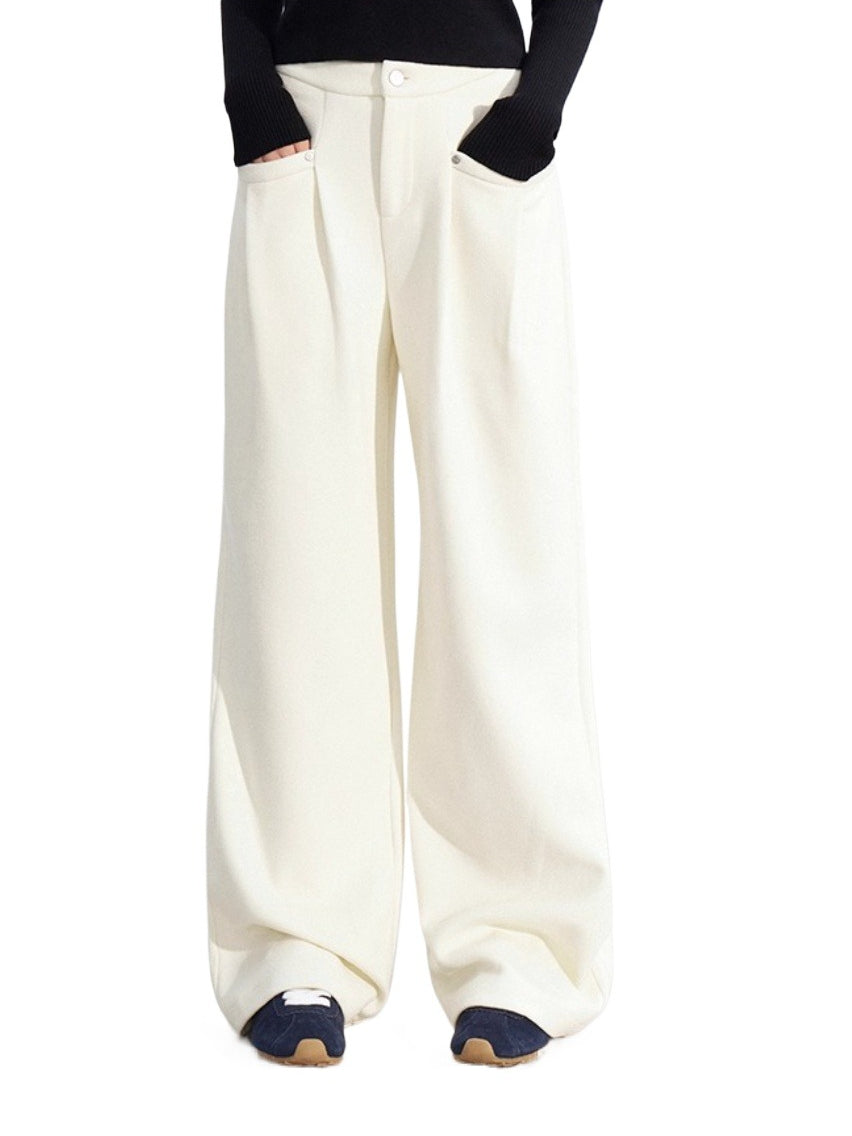 Chenille Fleece Wide-Leg Pants