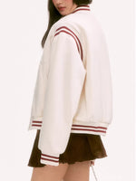 White Contrast Varsity Jacket