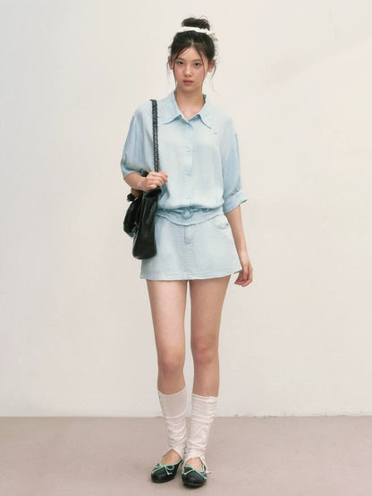 Light Blue Shirt &amp; Shorts Set