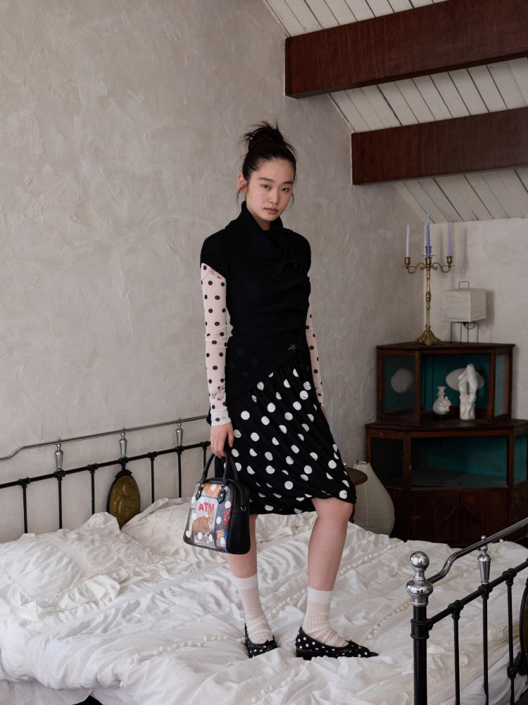 Asymmetrical Lapel Slouchy Knit T-shirt