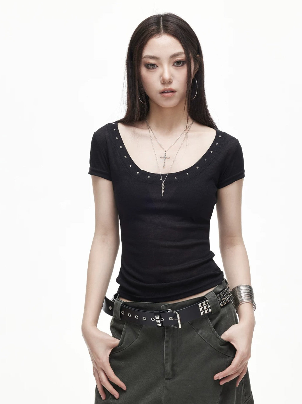 Rivet V Neck Tee