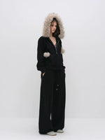 Fur Trim Knit Lounge Set