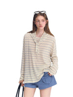 Rhinestone Stripe Long Sleeve Top