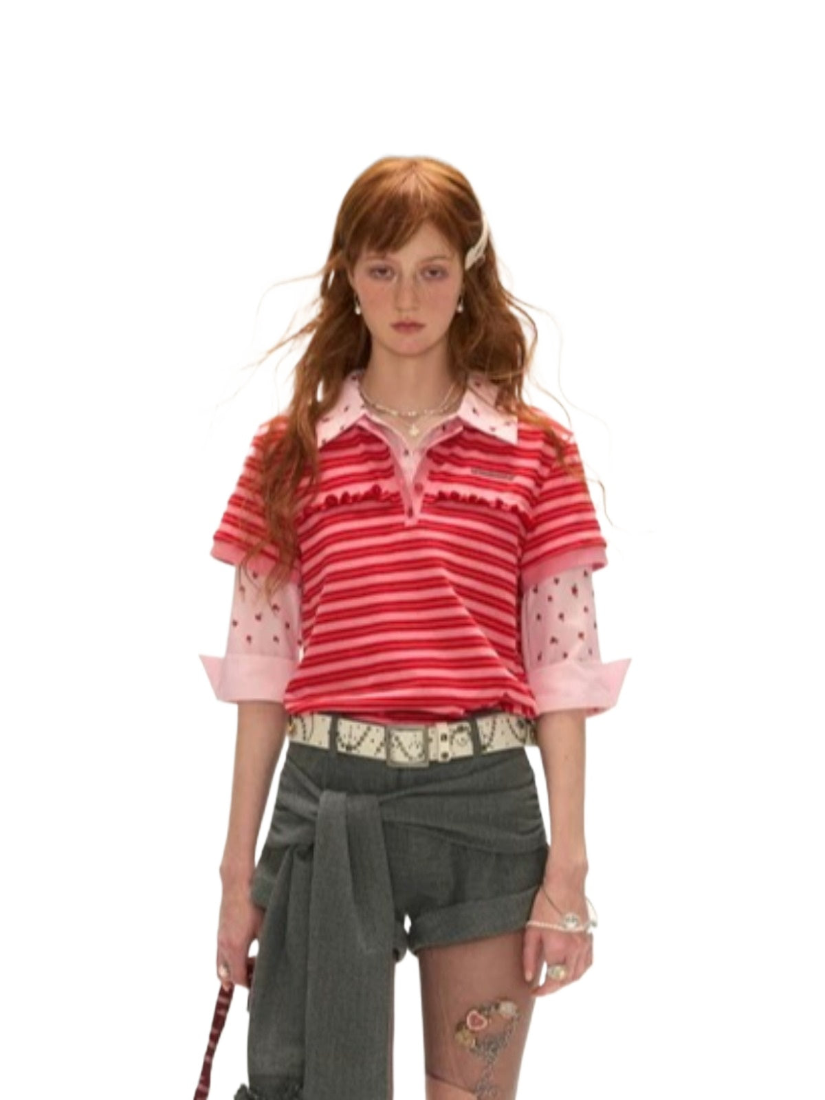 Striped Layered Collegiate Polo T-Shirt