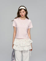 Floral Drawstring Pocket Multi-Layered Cake Skirt