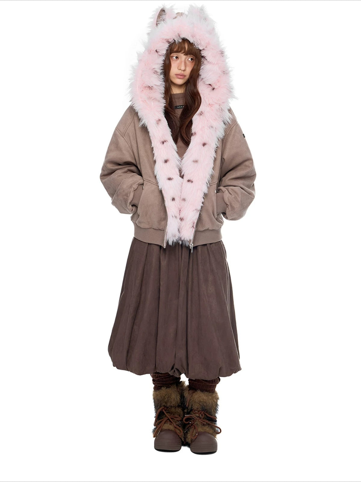 Faux Suede Cat Ear Jacket