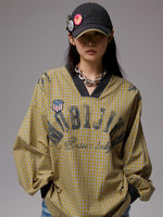 Plaid-Panel Badge Baseball Cap