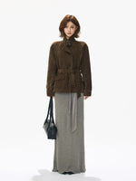 Vintage Stand Collar Belted Utility Jacket