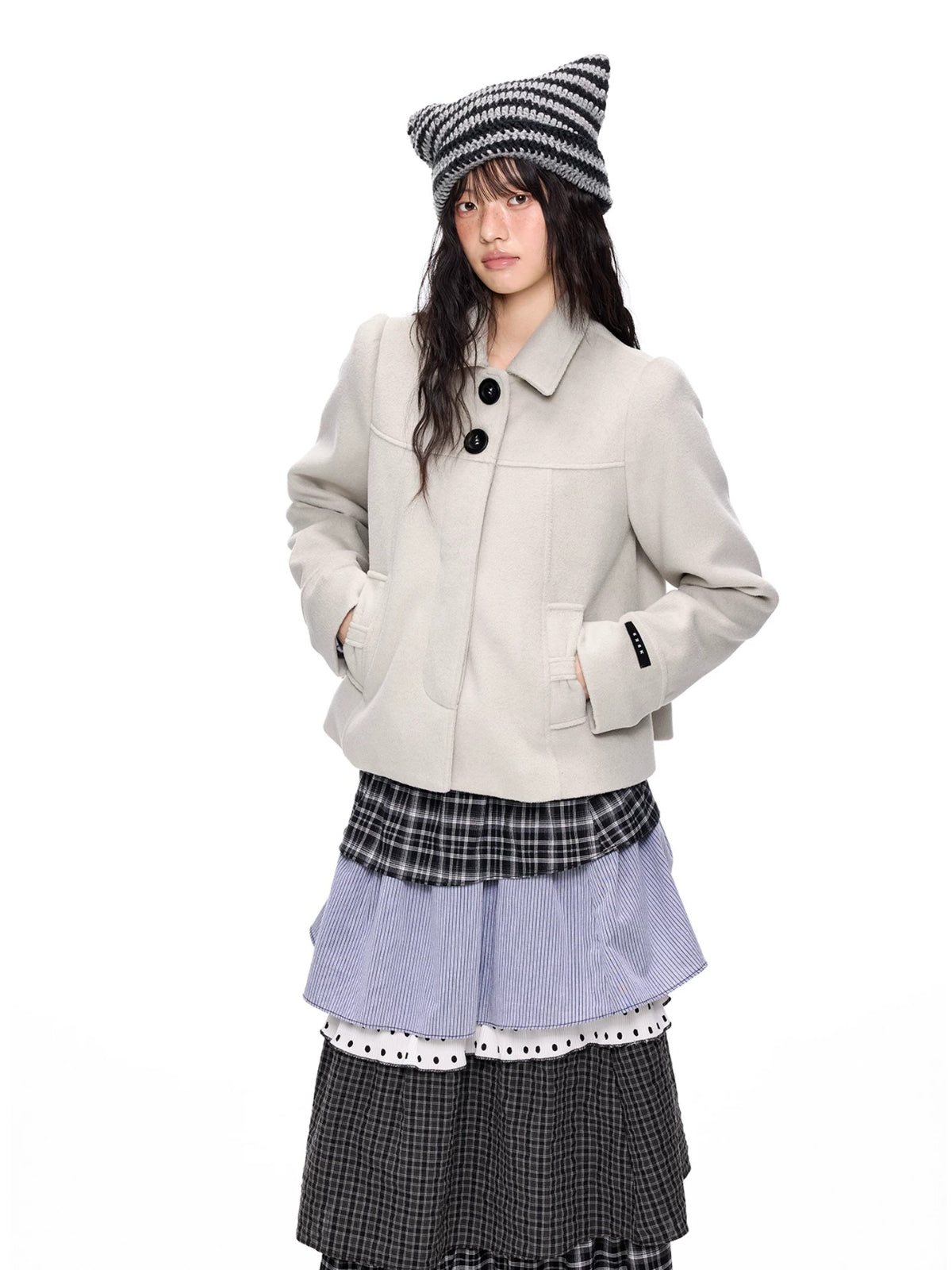 Korean Wool Blend Short Coat