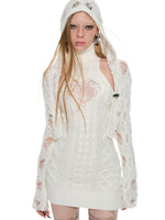 Cable Knit High-neck Dress