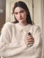 Little Lamb Alpaca-Cashmere Long Plush Crewneck