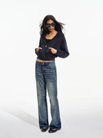 Vintage Whiskered Low Rise Jeans