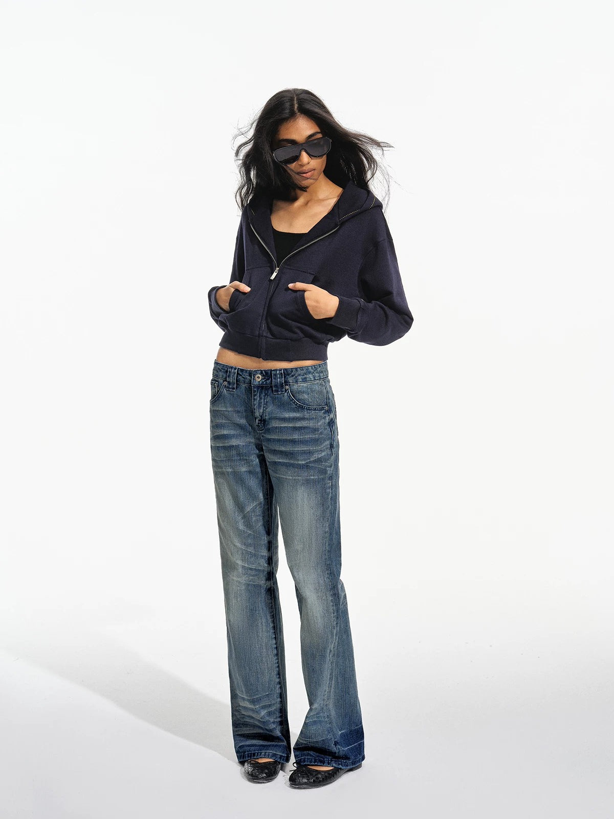 Vintage Whiskered Low Rise Jeans