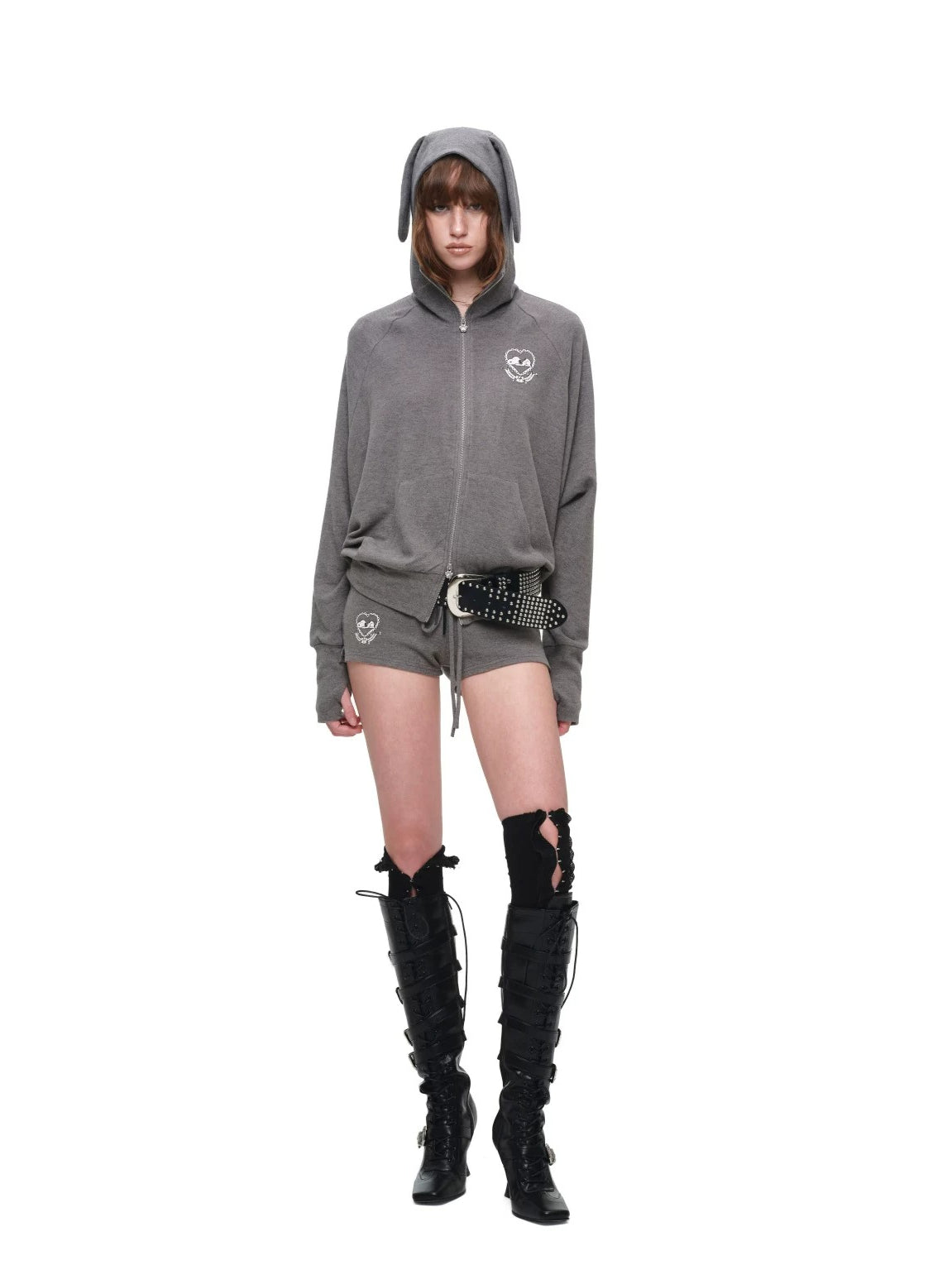Dog-Ear Hoodie &amp; Flared Pants Set