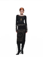 Burnout Knit Midi Skirt