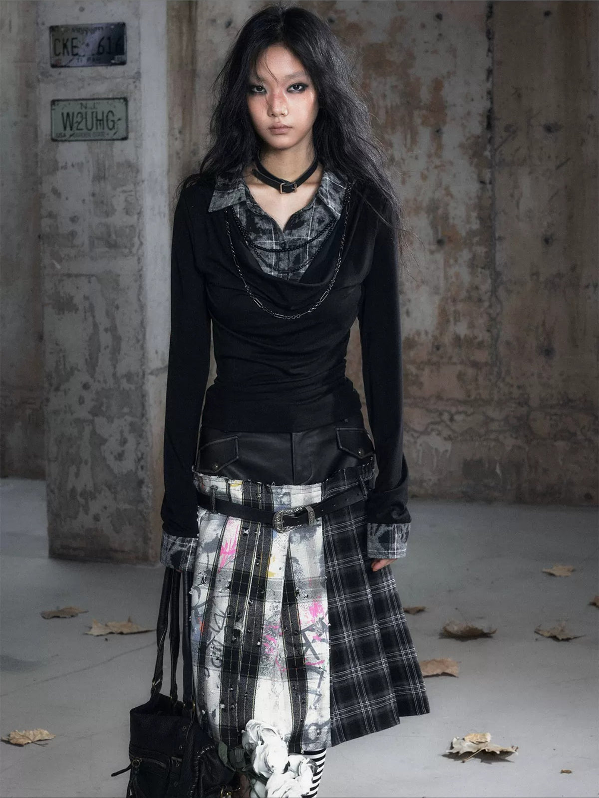 Checked Ruffle Blouse
