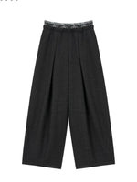 Pleated Wide Leg Wool Pants